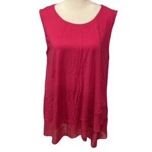 Vince Camuto dress tank. Size L. Pretty dark pink with lace at hem.